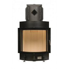 Brunner kompakt-kamine kk 57/67r side opening, стальной горизонтальный дымосборник, декоративная рама черная